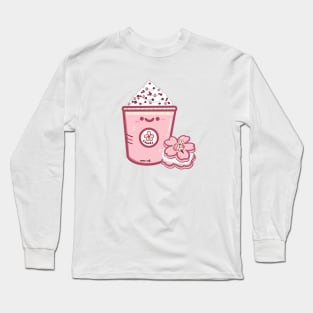 Kawaii Sakura frappuccino drink and macaron design sticker Long Sleeve T-Shirt